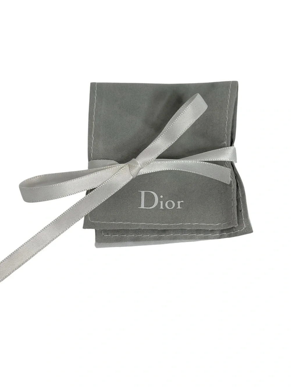 Dior Gray Velvet Jewelry Pouch Dior  Ribbon